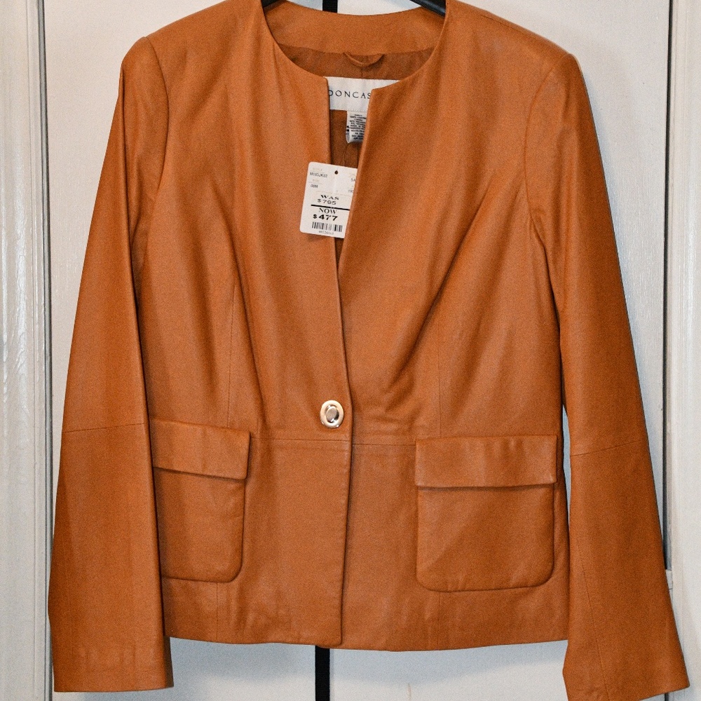Tan Doncaster Leather Jacket NWT Sz 8M